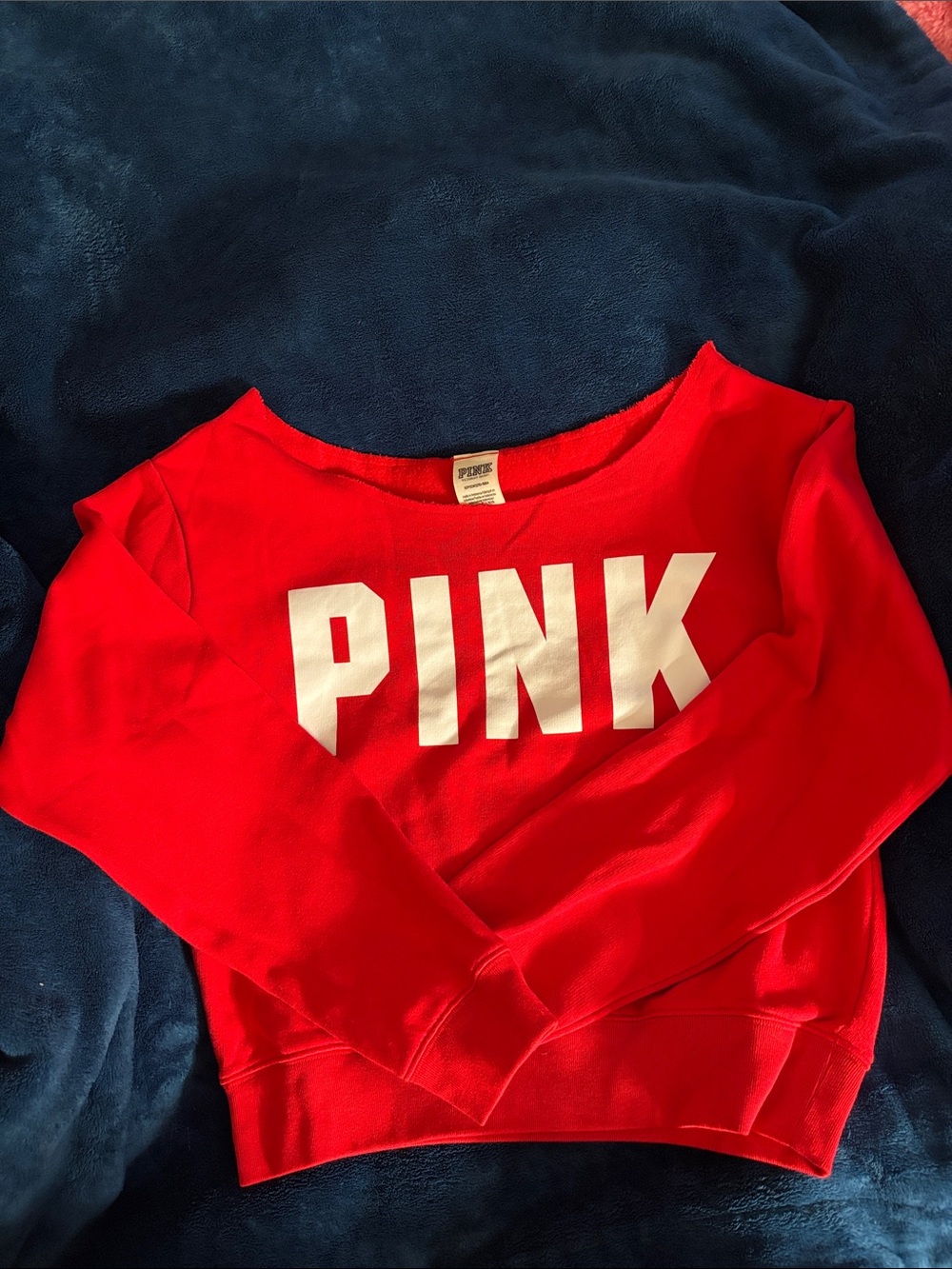 PINK Victoria's Secret Red Crewneck Sweatshirt with White Logo